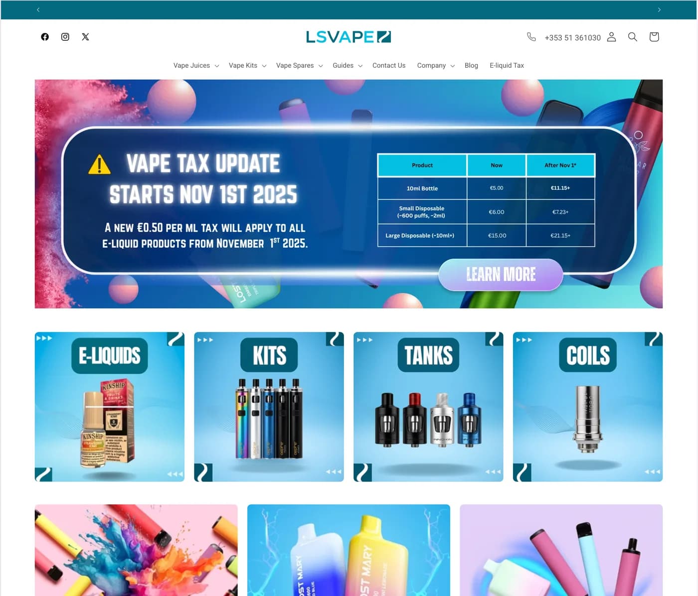 LS Vape website preview