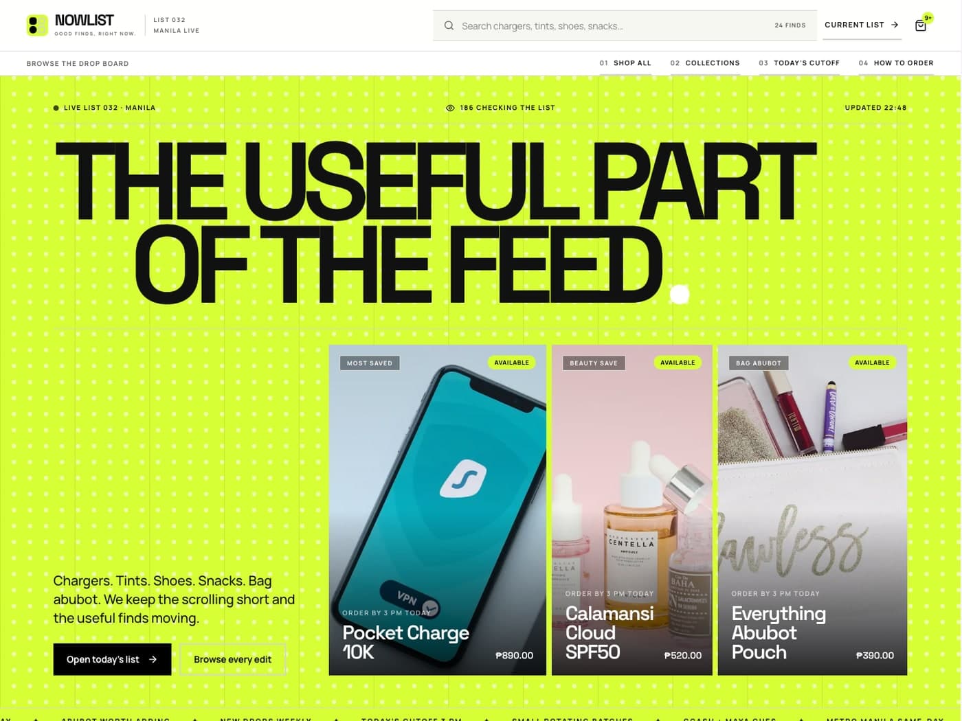 Nowlist website preview